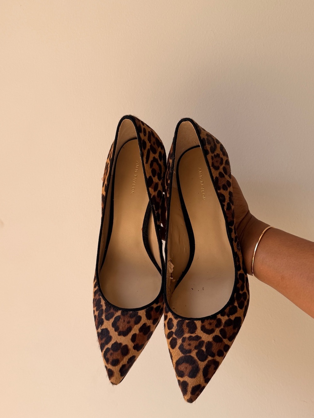 Ann Taylor Leopard Print Pointed Pumps - Brown/Black
